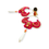 Miniature : Boucles d'oreilles brodés. modèle Daïa. rouge et rose.