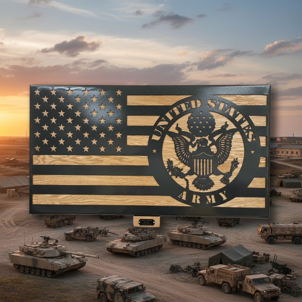 US Army Steel & Oak F lag