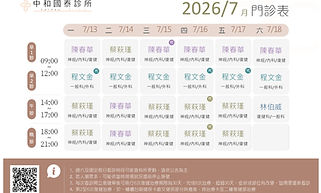 7/13~7/17門診異動公告