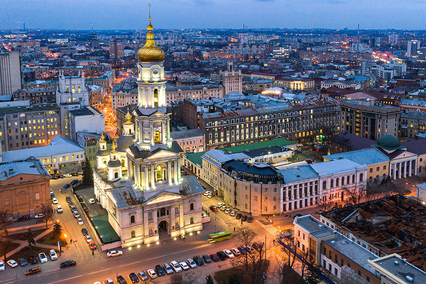 Kharkiv night landscape view. Assumption Cathedral n Kharkiv, Ukraine..jpg