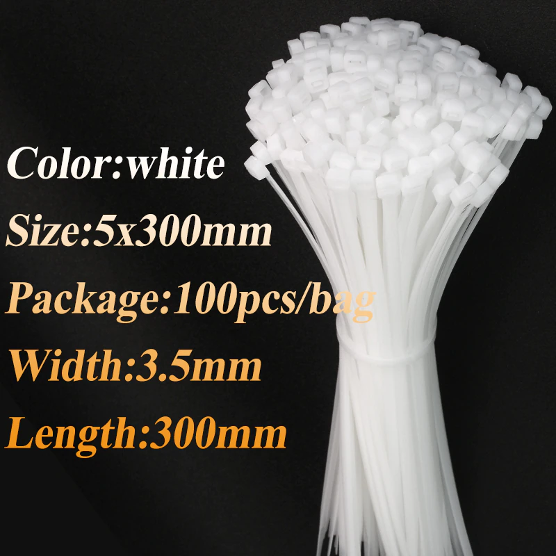 Thumbnail: 100pcs/bag cable tie Self-locking plastic nylon tie White Organiser 