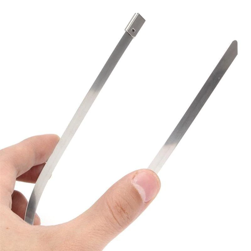 Thumbnail: 20 Pcs Stainless Steel Metal Cable Ties Exhaust Wrap Coated Locking Metal Zip