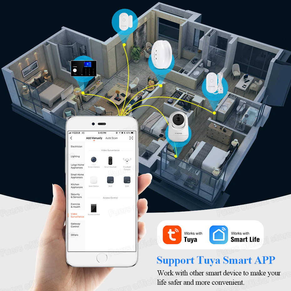 Thumbnail: Fuers 3MP IP Camera Tuya Smart Home Indoor WiFi Wireless Surveillance Camera 