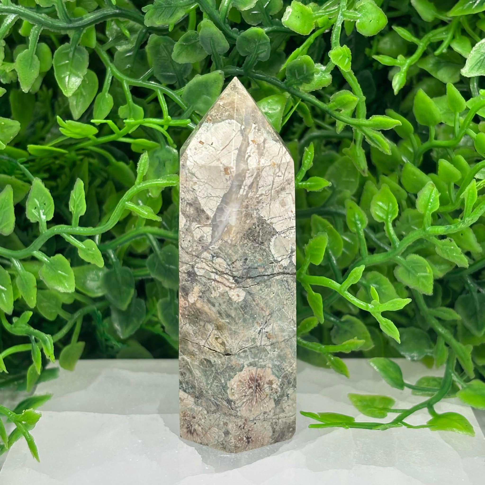 Green Flower Agate Tower 