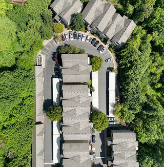 Commercial real estate photography Portland Oregon modern apartment complex exterior aerial