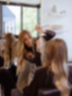 sarah ariel stylist specialized in precision haircuts and luxury hair extensions.