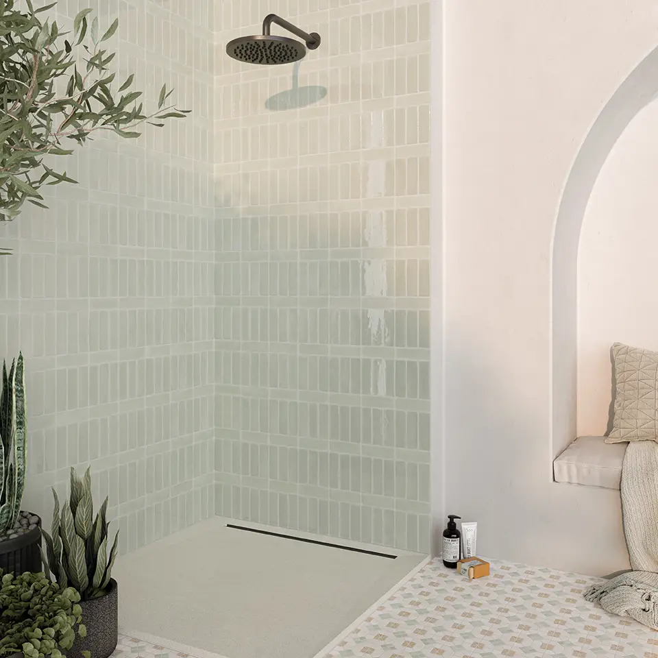 zellige salle de bain vert sauge
