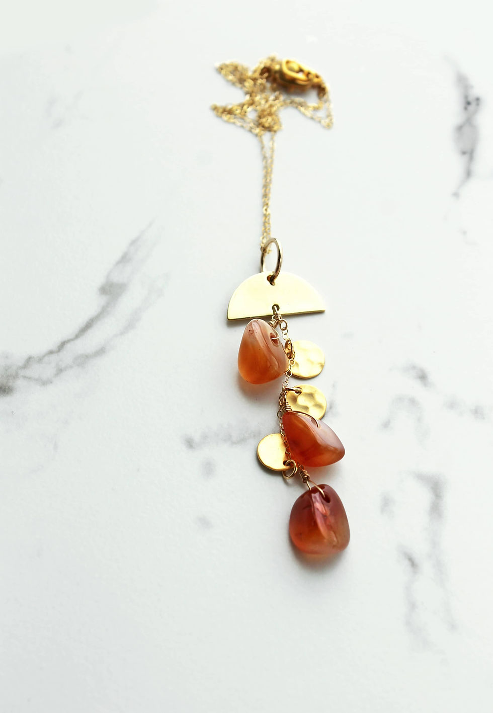 Long Gold and Orange Necklace