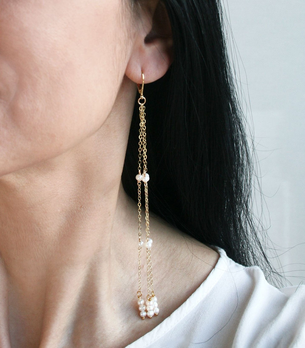 Thumbnail: Extra long pearl bridal earrings