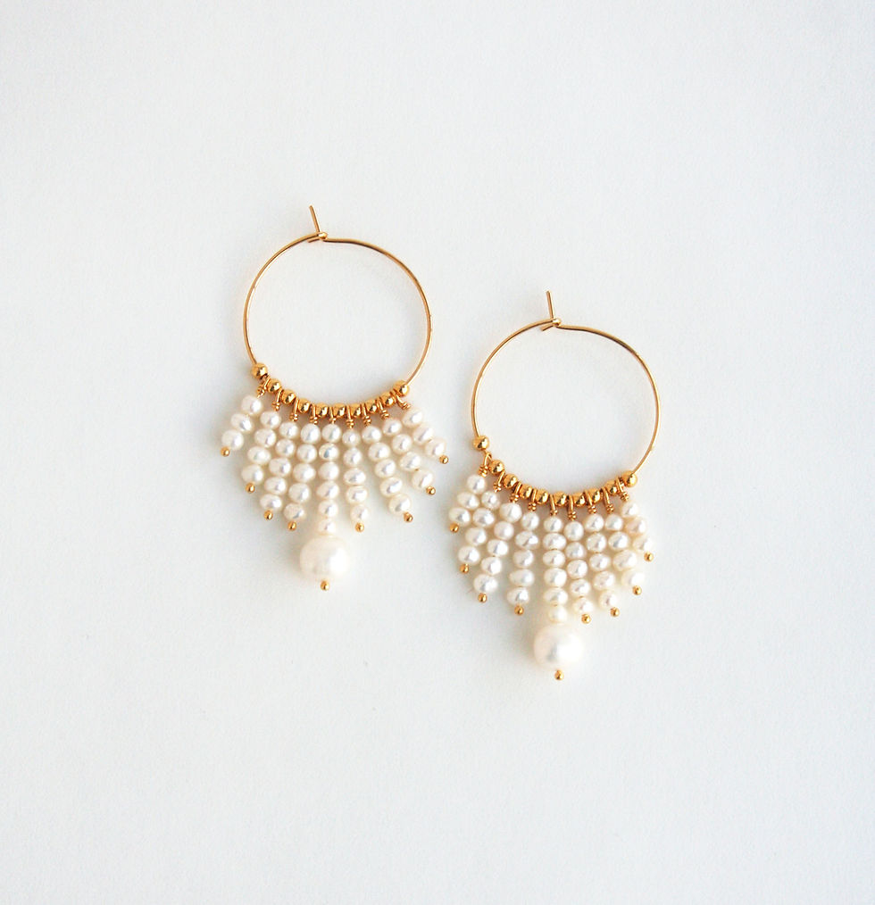 Thumbnail: Pearl Hoop Earrings