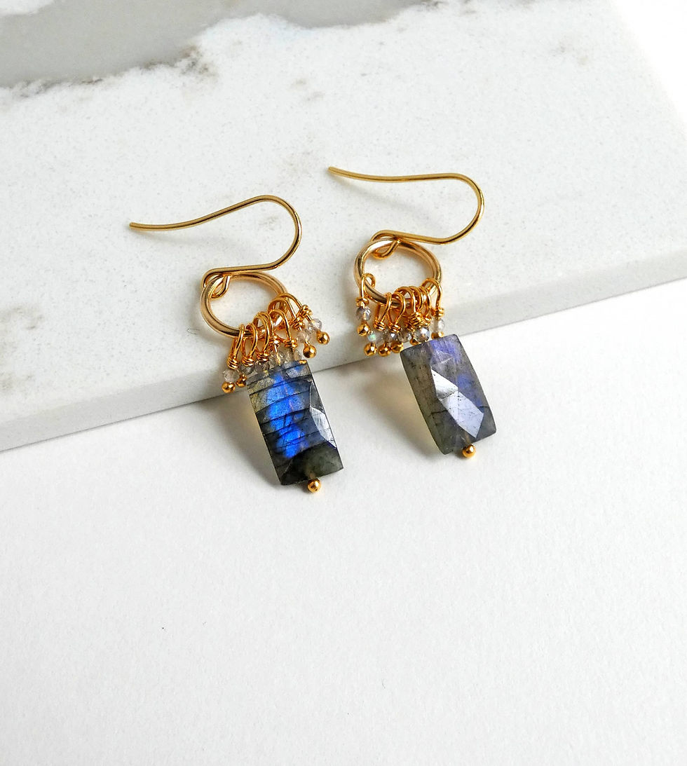 Thumbnail: Labradorite Drop Earrings in Gold