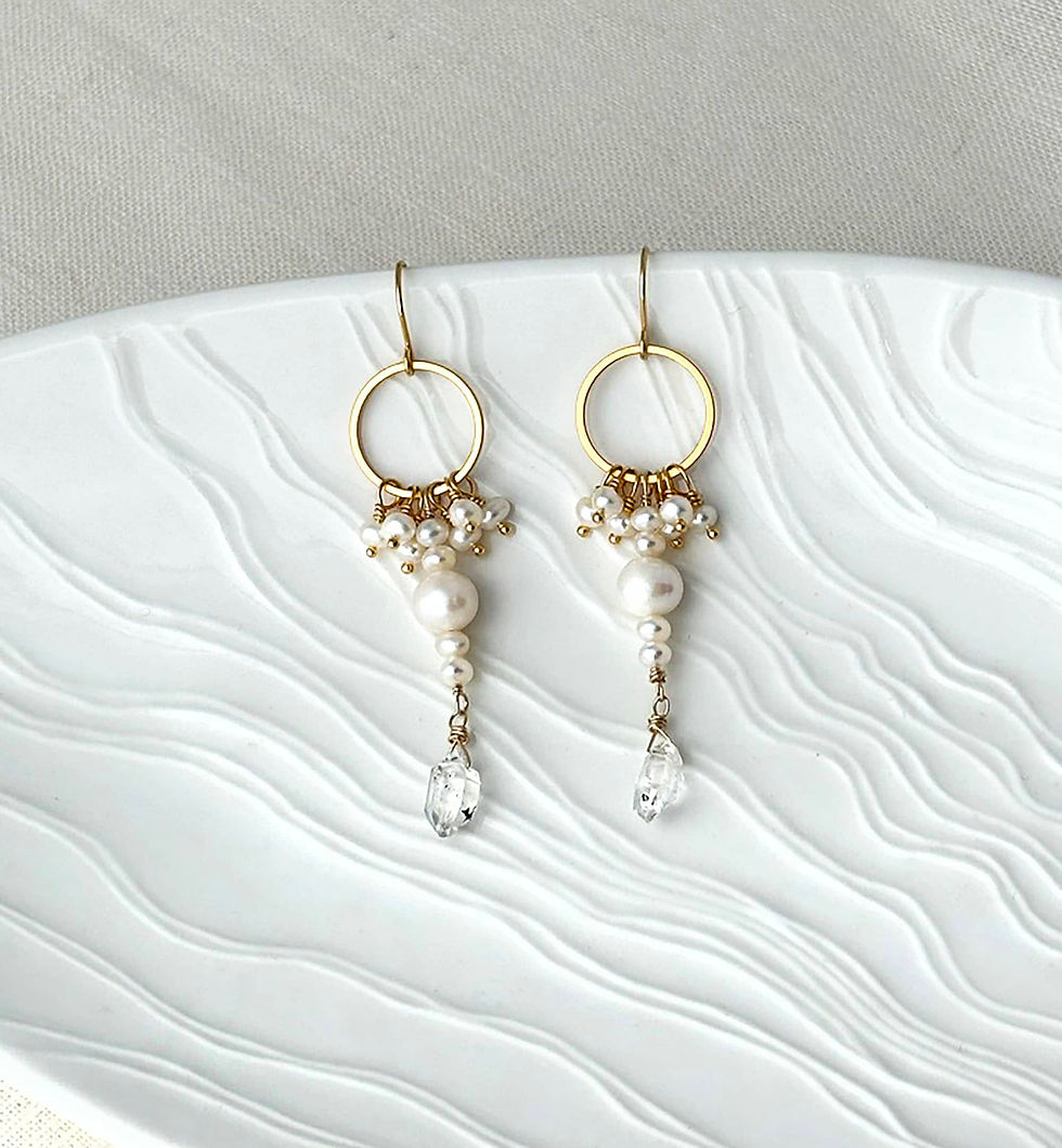 Thumbnail: Pearl and Crystal Wedding Earrings