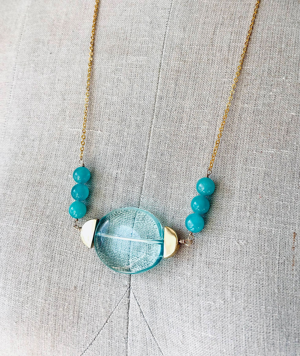 Chunky teal blue statement necklace