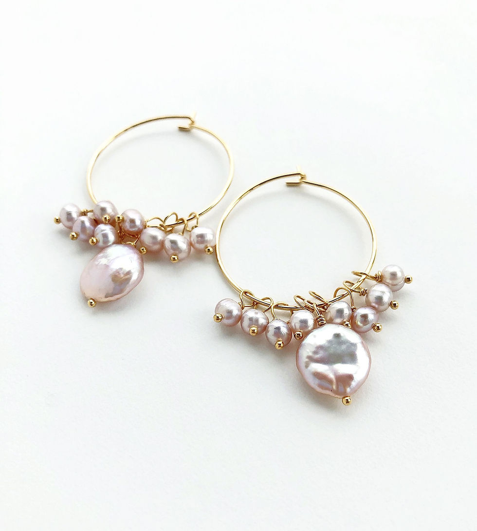 pink bridesmaid pearl earrings
