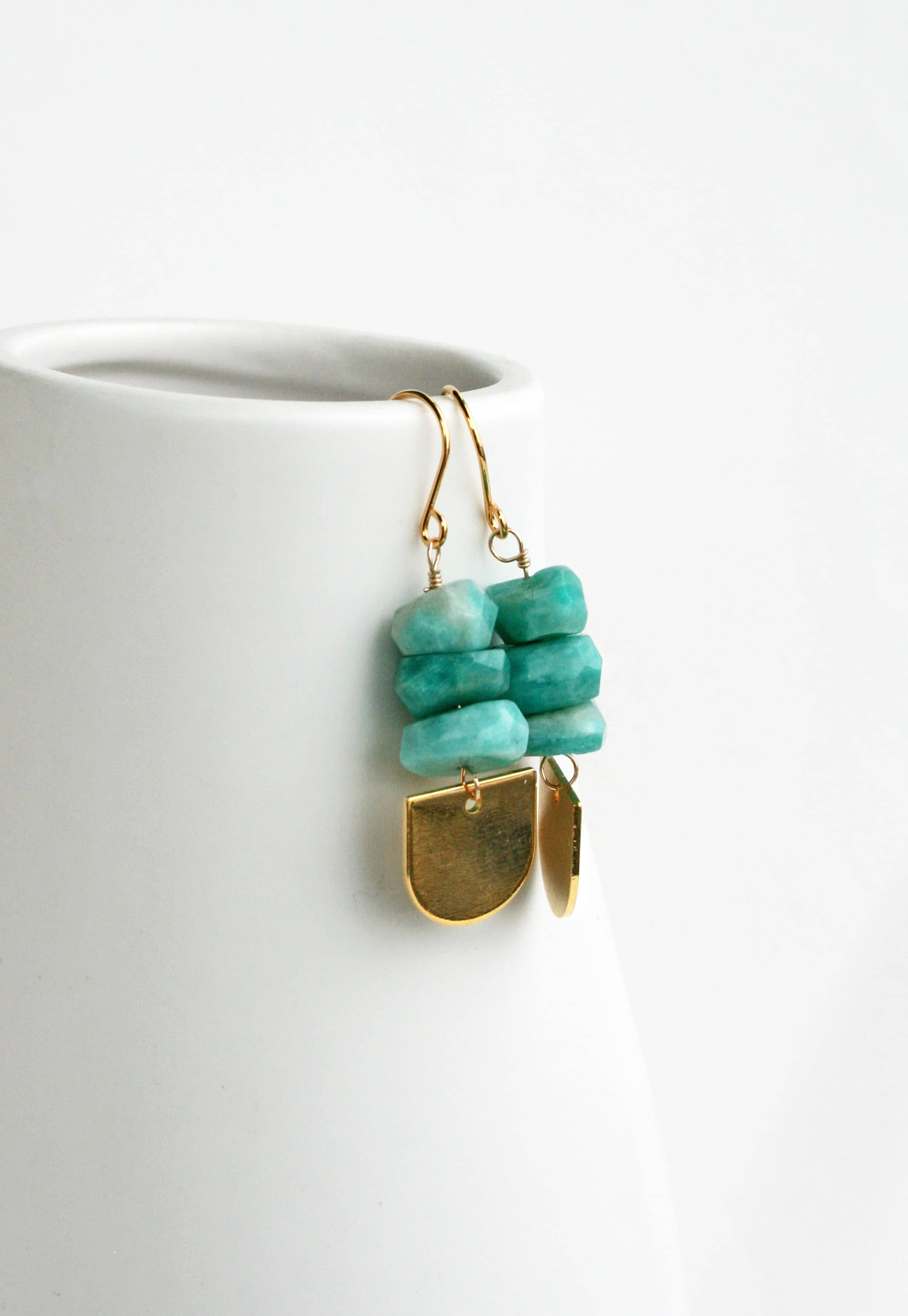 blue green gemstone earrings