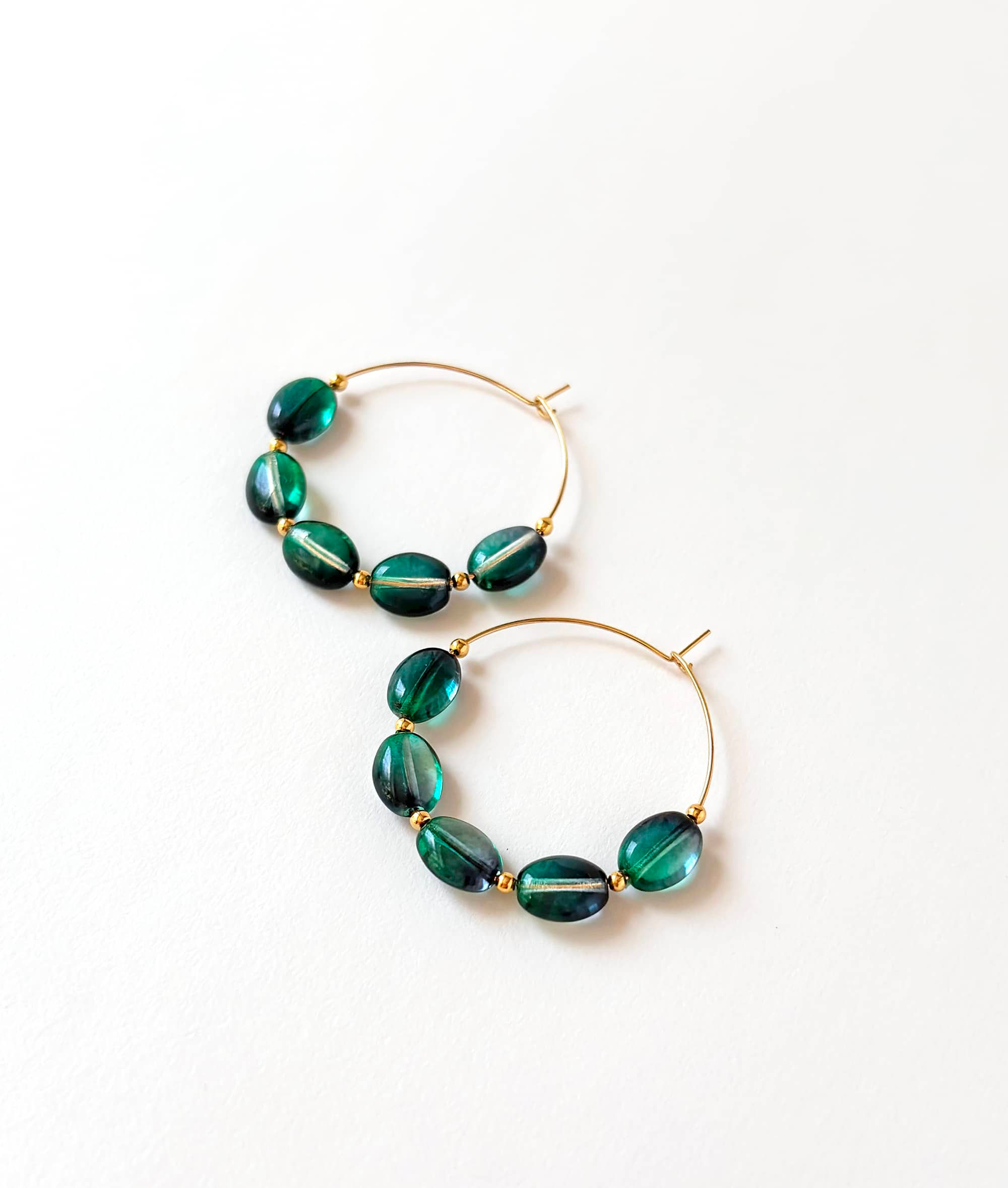 Green Glass Hoops