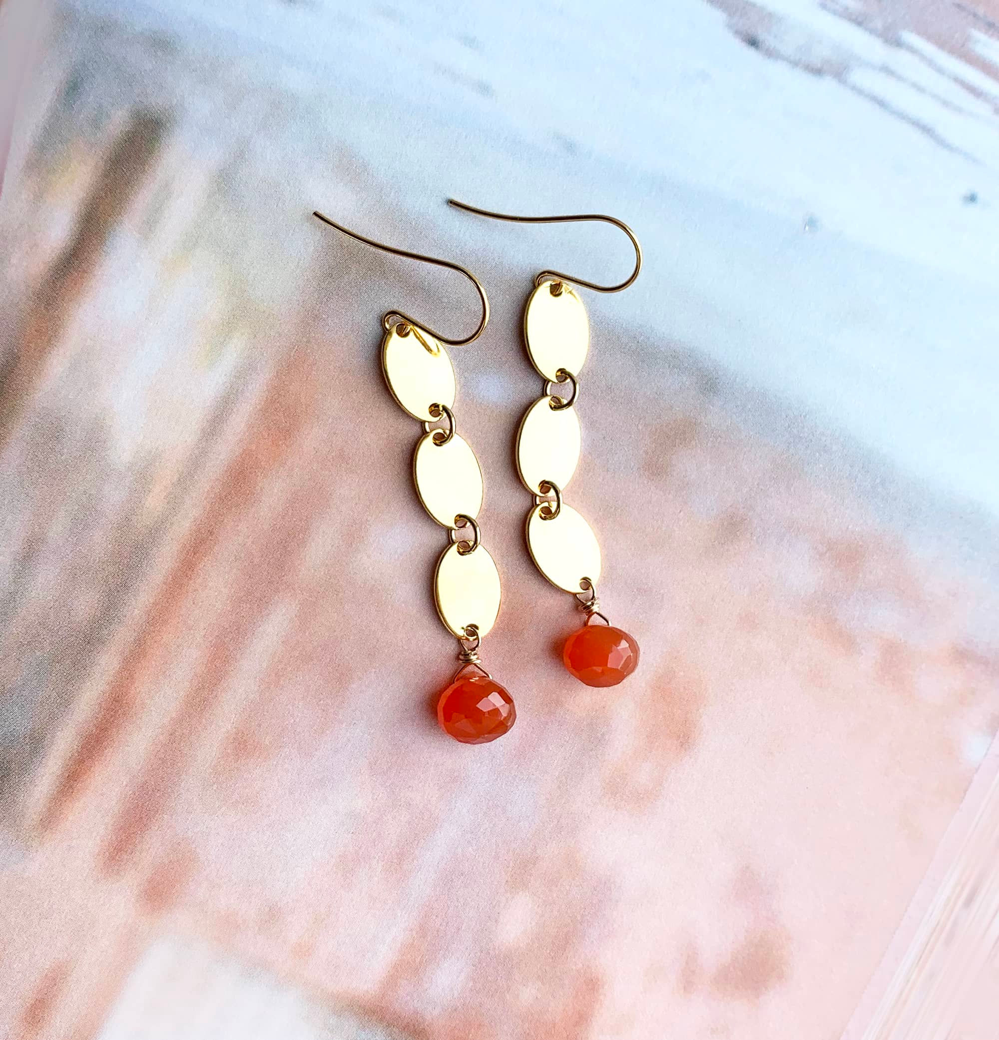 Orange and Gold Dangle Earrings