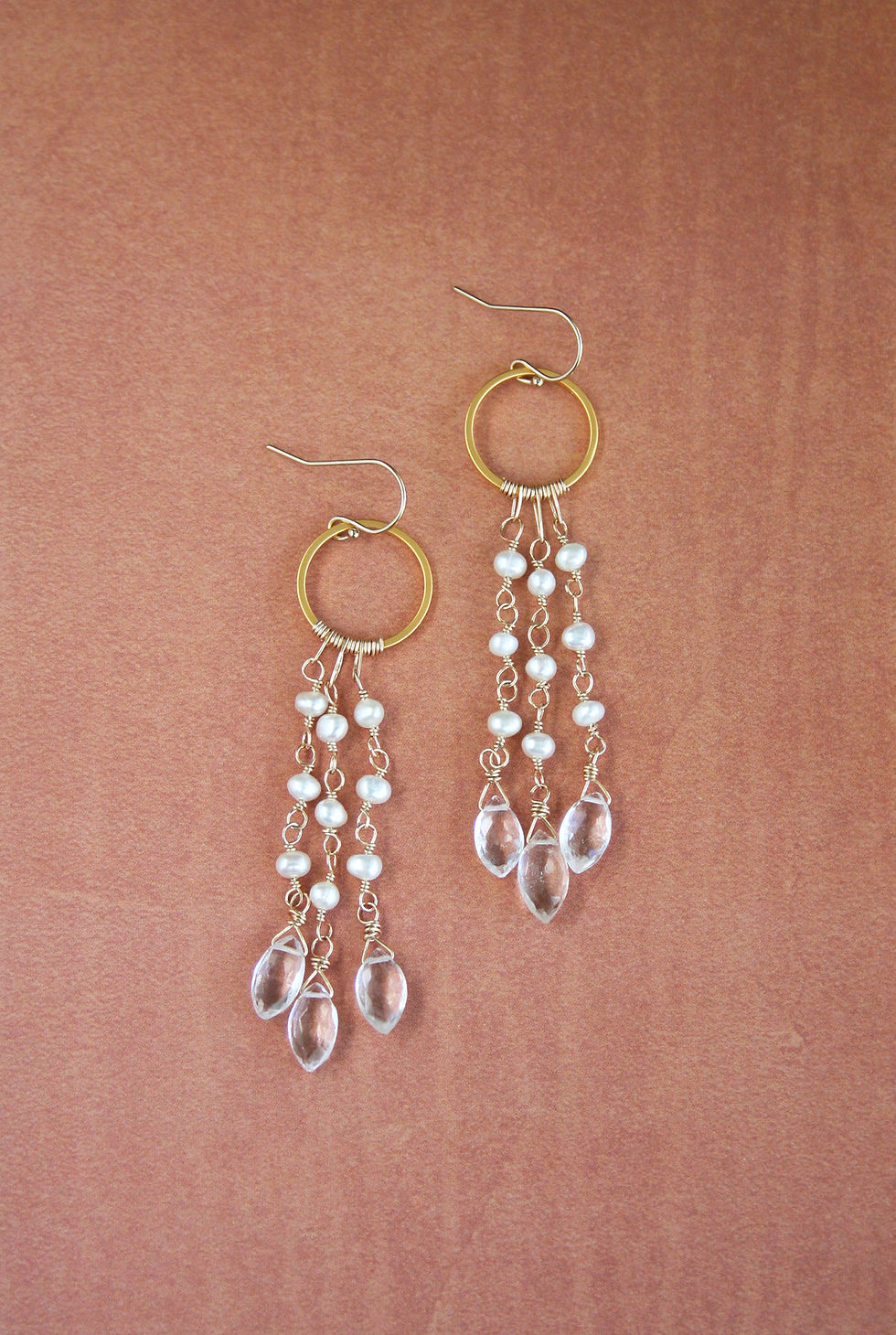 Thumbnail: Long Pearl Bridal Earrings