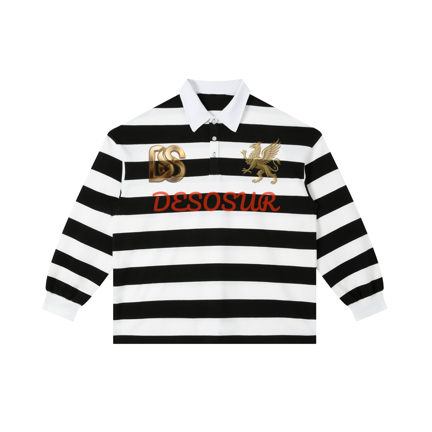 DESOSUR VARSITY Color Block Stripe Polo Shirt