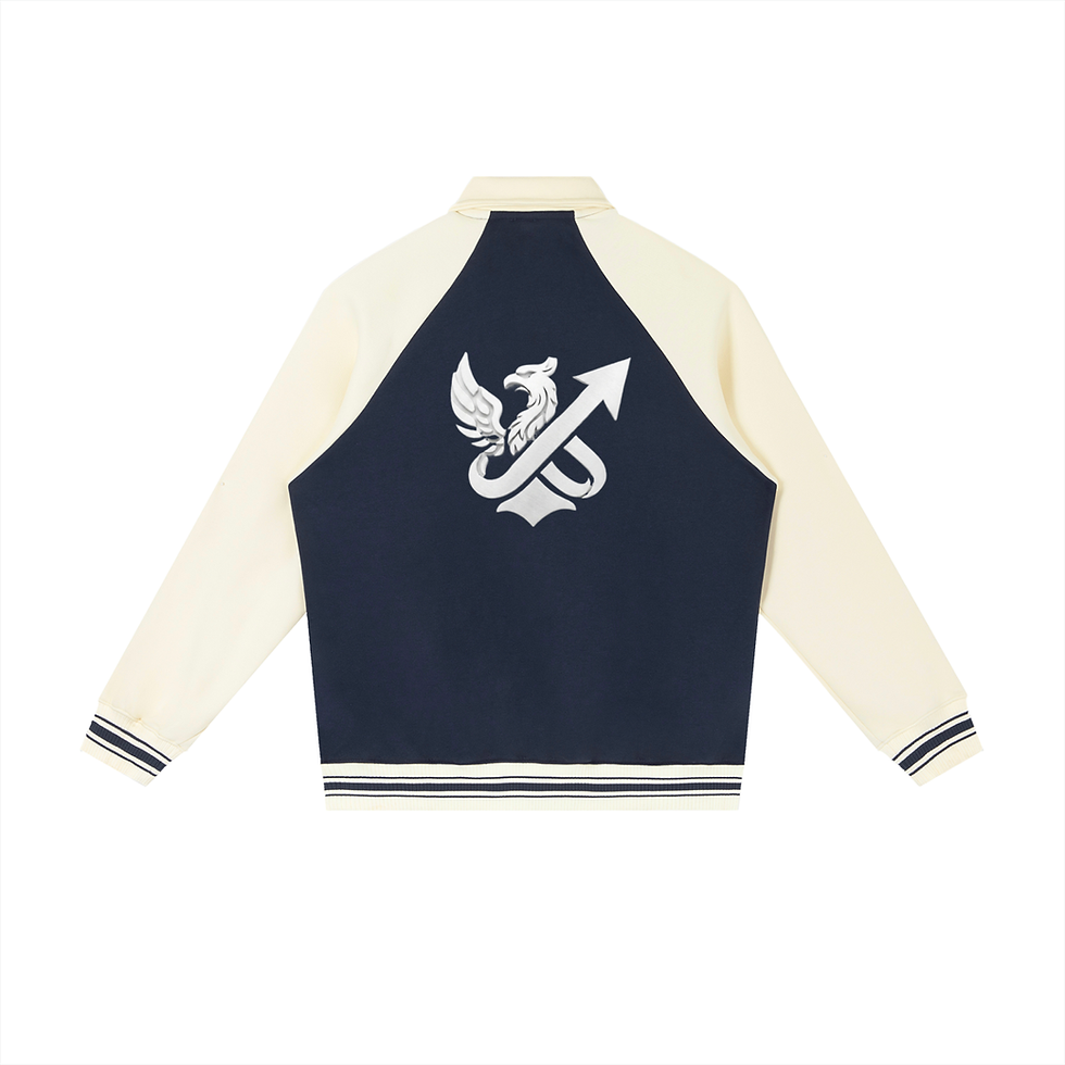 Thumbnail: DESOSUR Contrast Raglan Sleeve Baseball Jacket