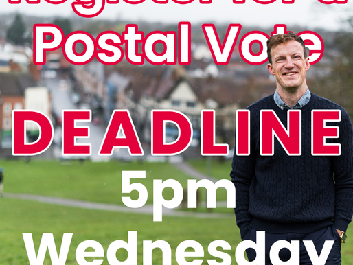 Register for a postal vote deadline: 5pm today!
