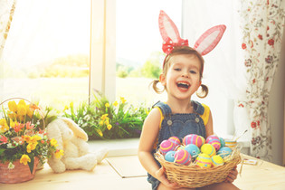 Girl with Basket of Easter Eggs