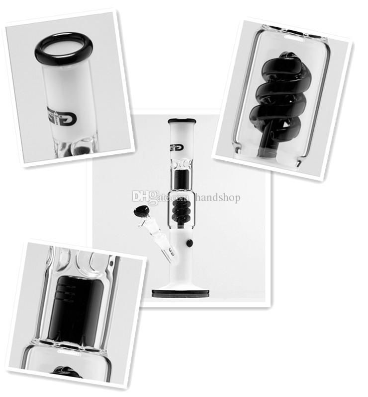 Grace Glass Bong 14" White & Black Milky