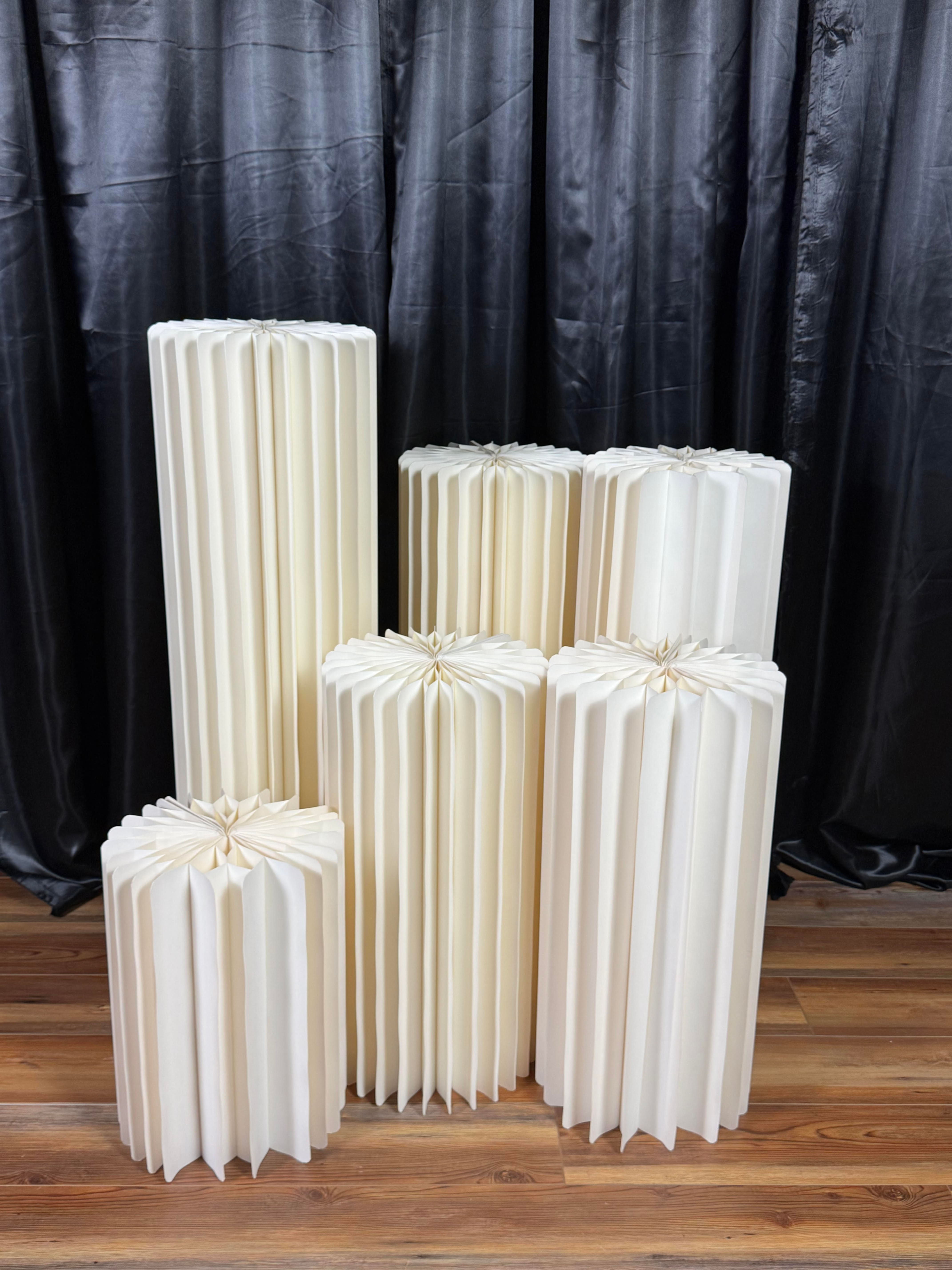 Set of 6 Foldable Paper Column Pedestal Stands