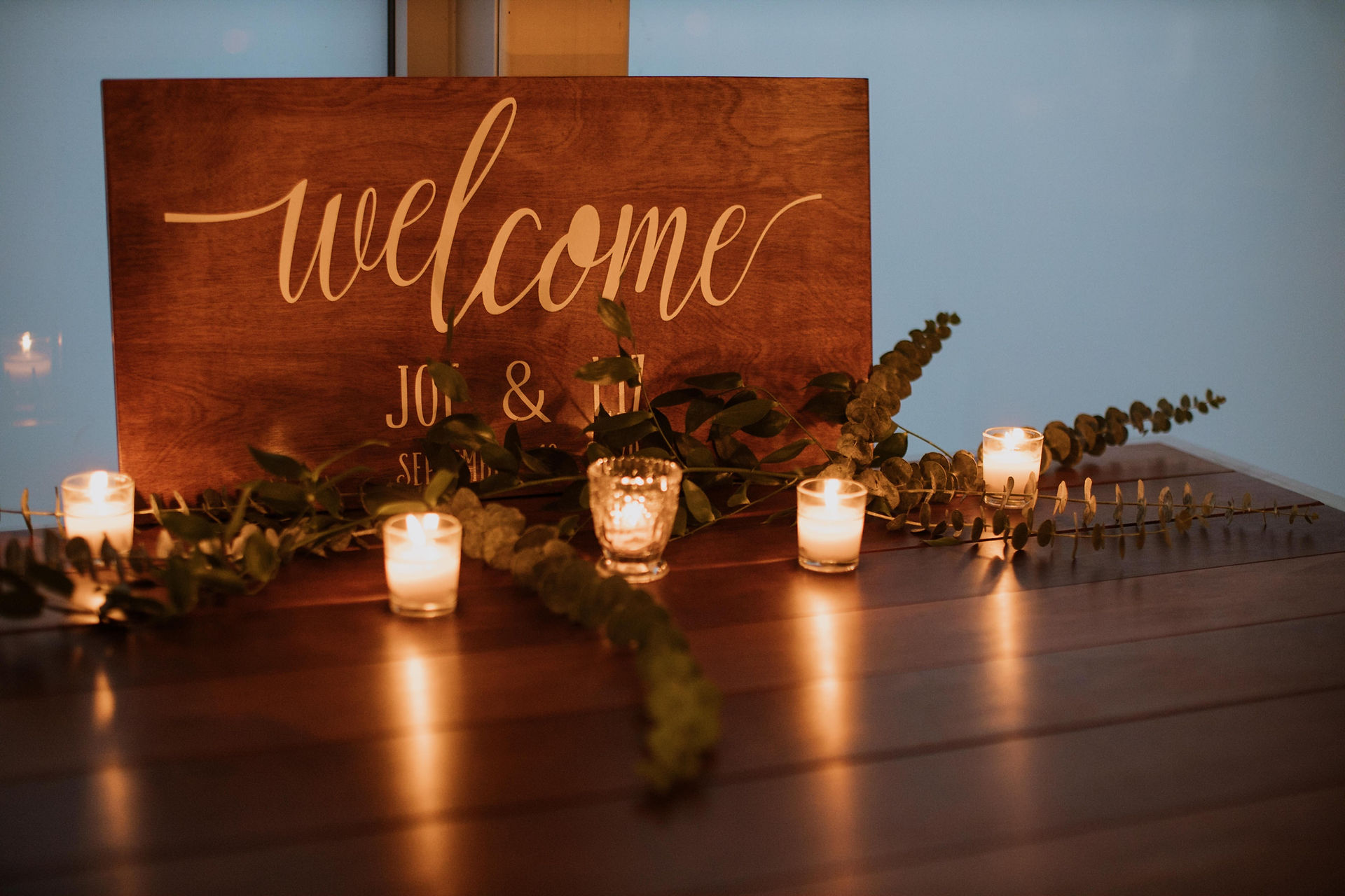 Wedding reception welcome sign