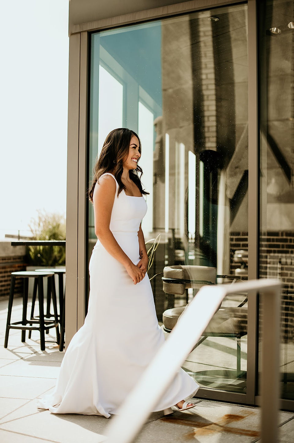 Bride on Chicago rooftop