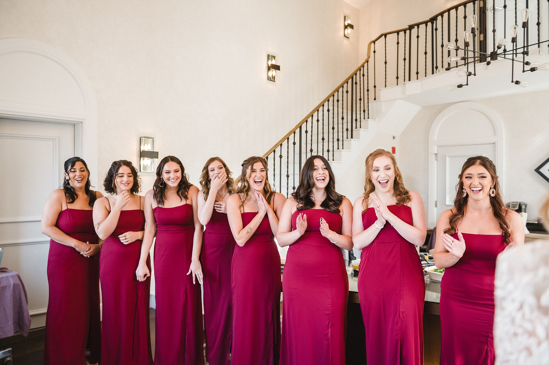 Burgundy bridesmaids dresses from The Dessy Group