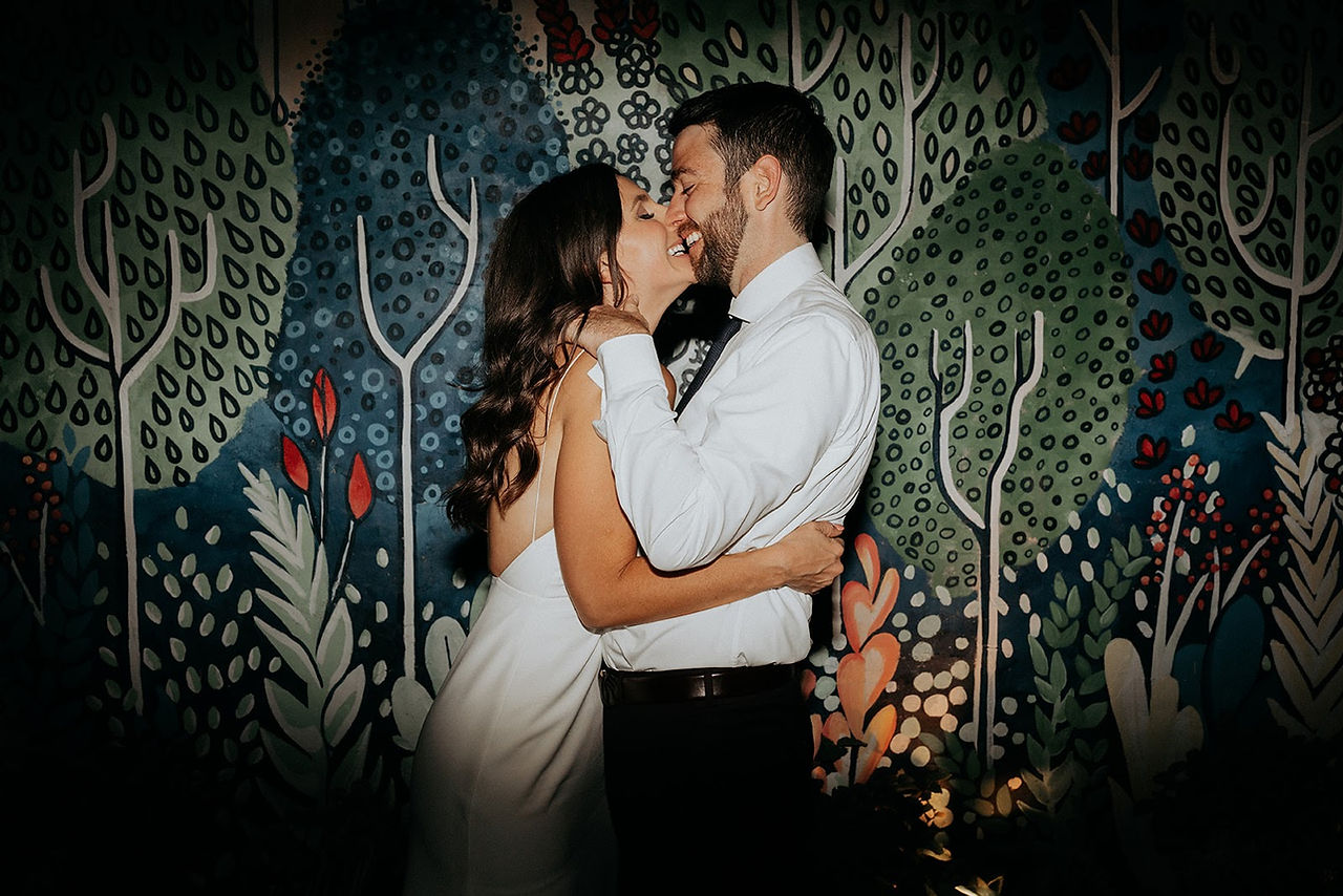 Bride and groom on wedding night