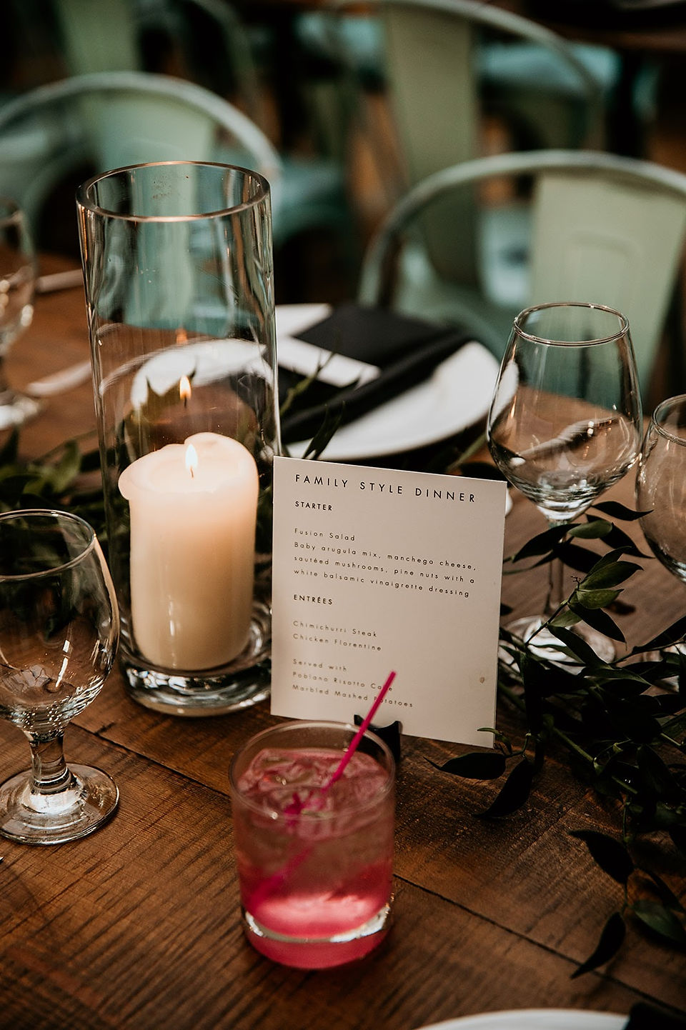 Wedding menu on table