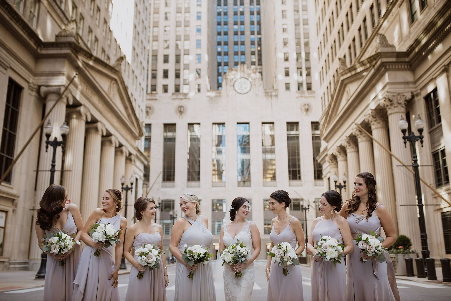 Bridesmaids in the Chicago loop