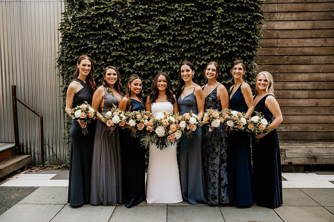 Bridesmaids with bouquets