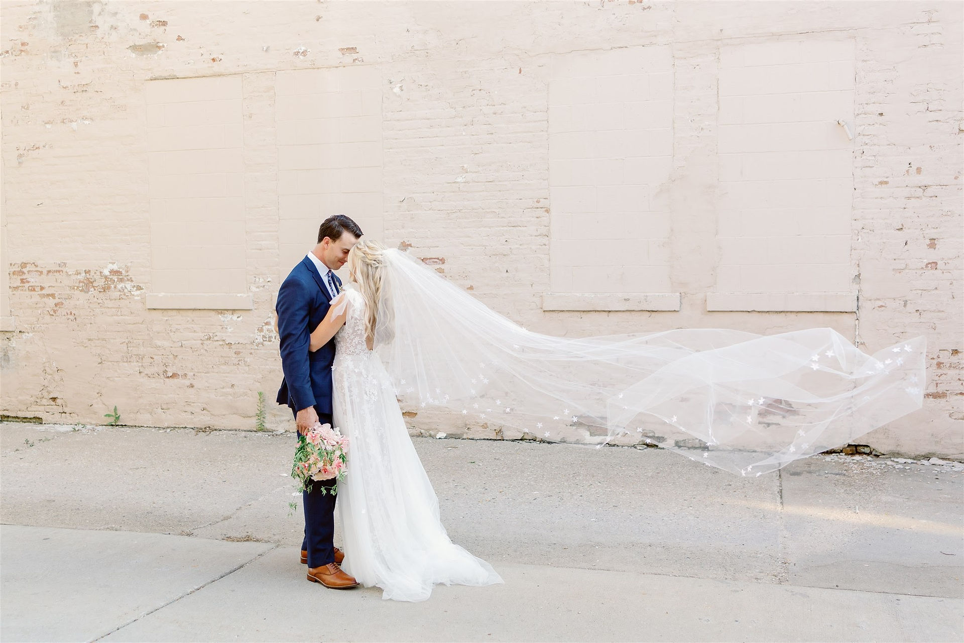 Wedding portrait with veil