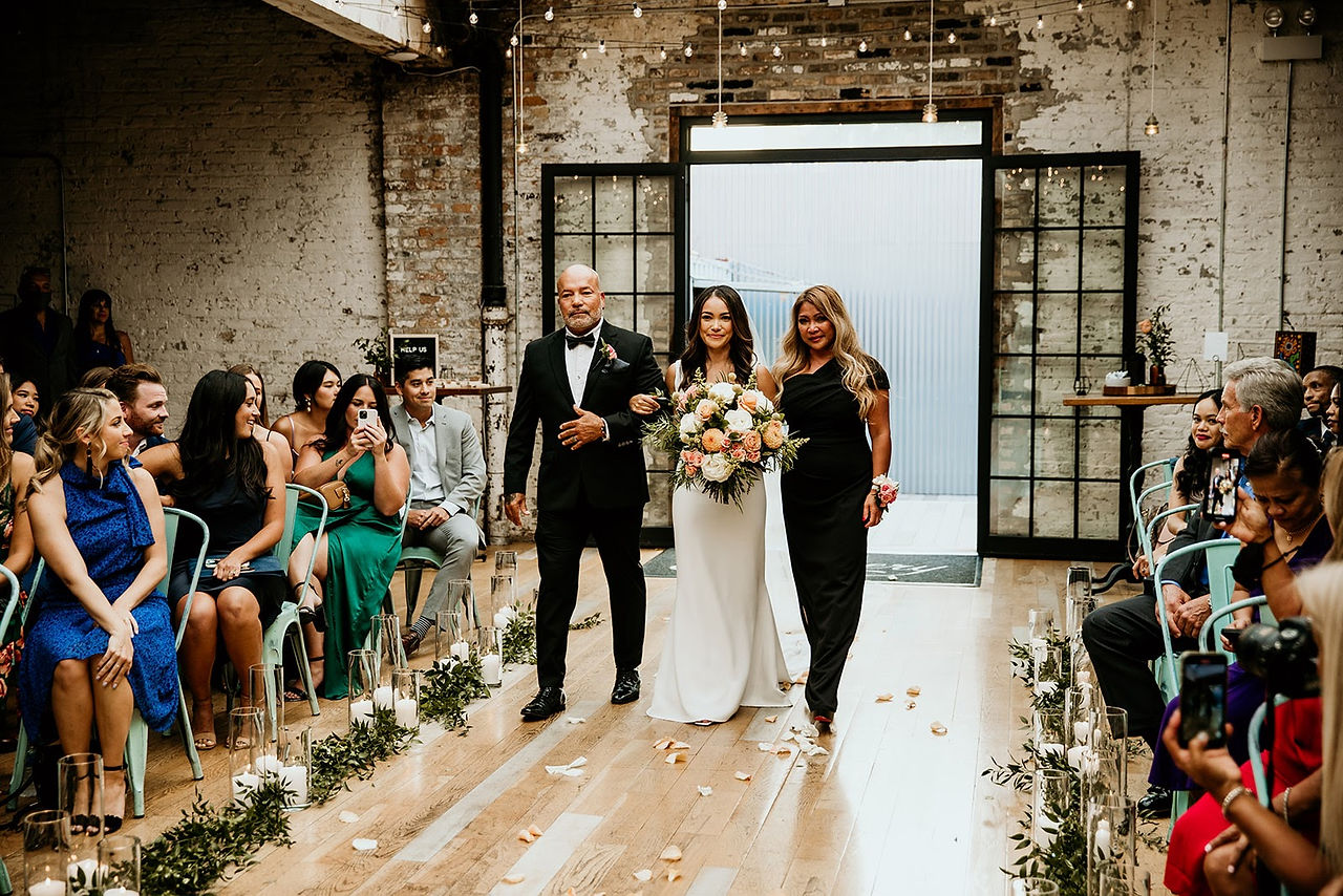 Bride walking down aisle