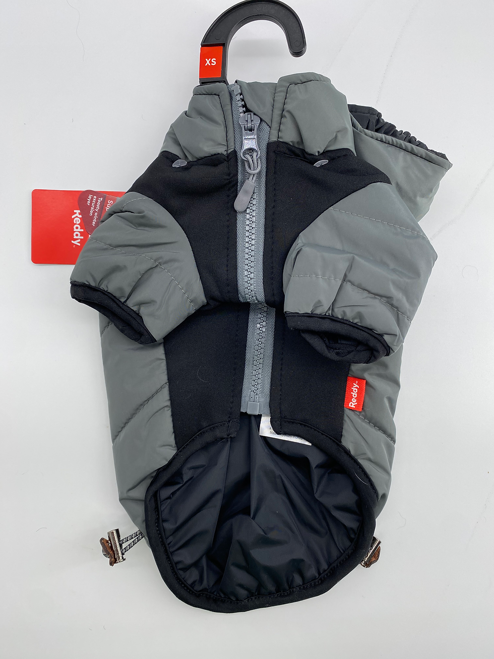 Thumbnail: Puffer Jacket Black and Grey hooded with Reflective stripe