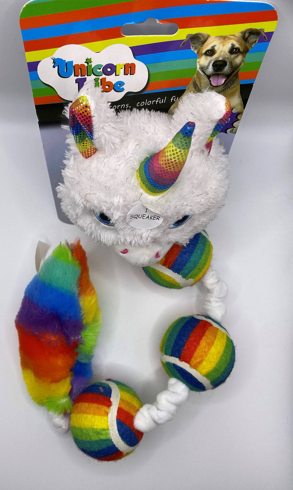 Thumbnail: Unicorn Tribe Unicorn Rope with 3 Rainbow Tennis Balls