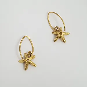 Gail Grabow A K Bootsy Ampleforth Jewelry Sculpture Ceramics Nature Botanically Inspired Jewelry Milkweed Flower Gold Earrings Handcrafted Fine Handmade