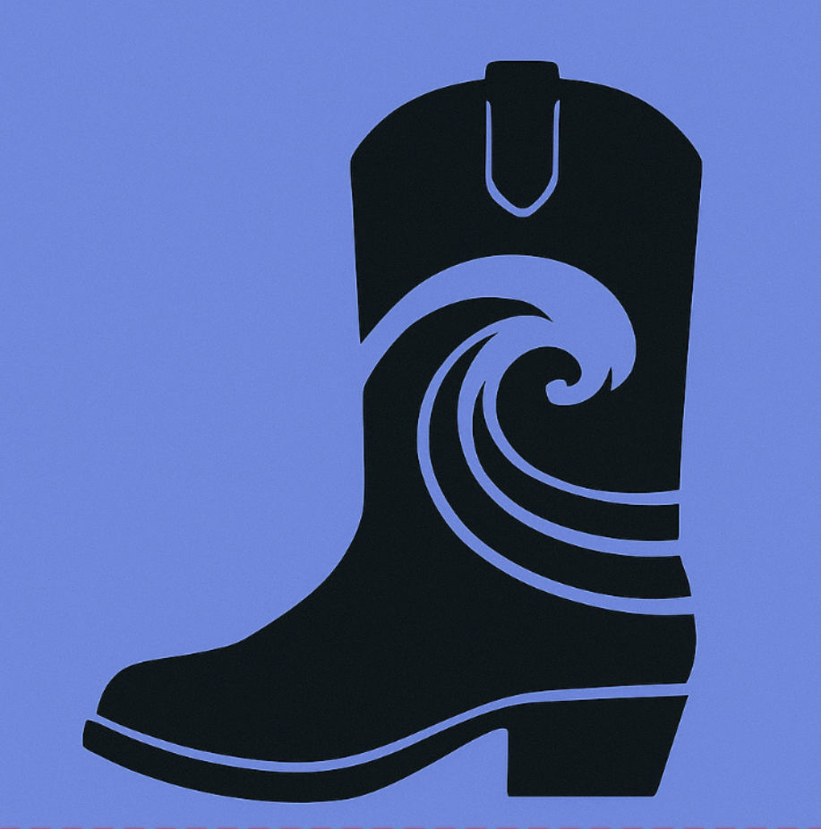 Boot with Wave in Middle Blue Background Bandana