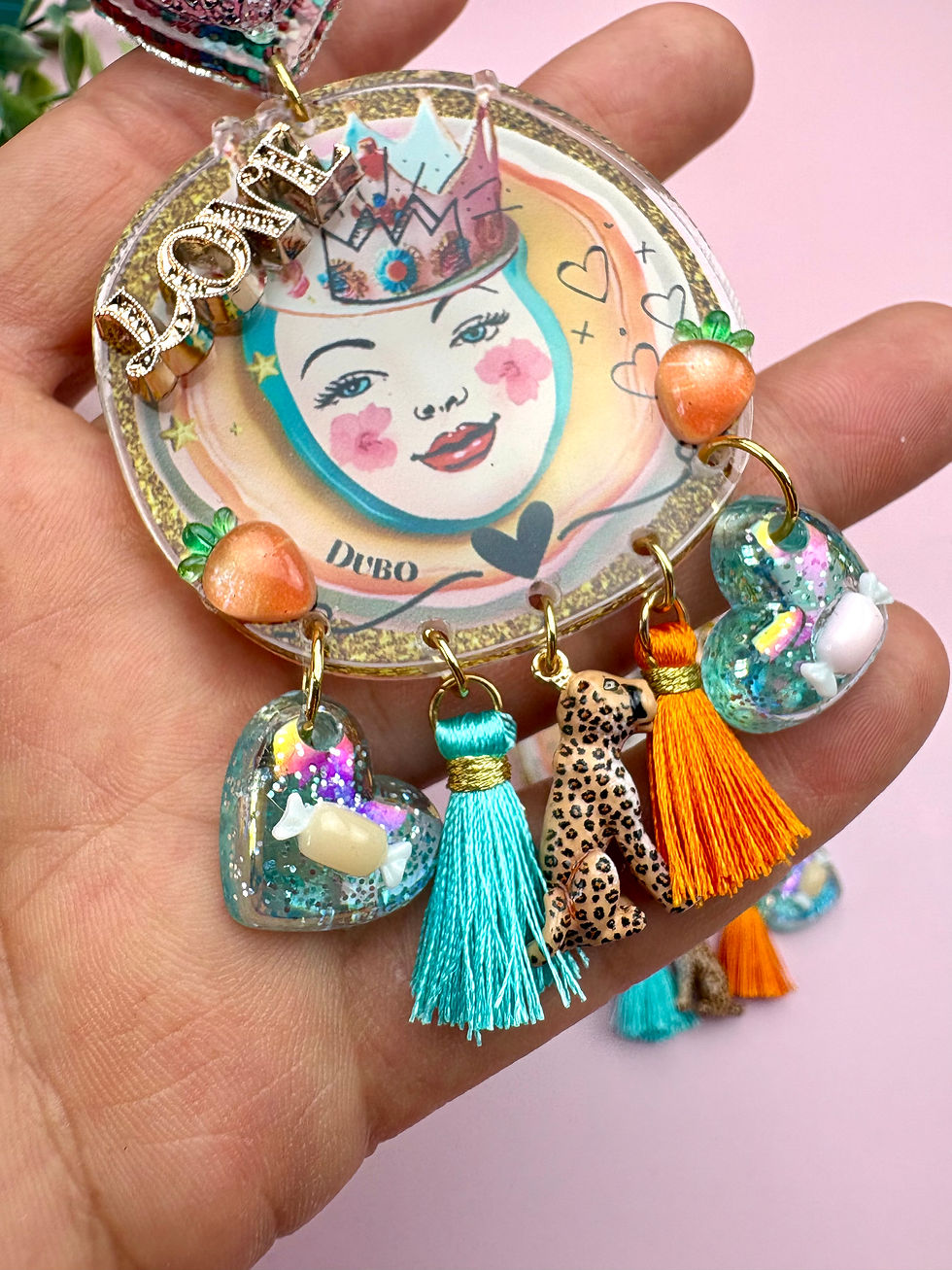 Miniature : Boucles d’Oreilles Acrylique Self Love Queen – Statement XL Fairy Kitsch Bohème 