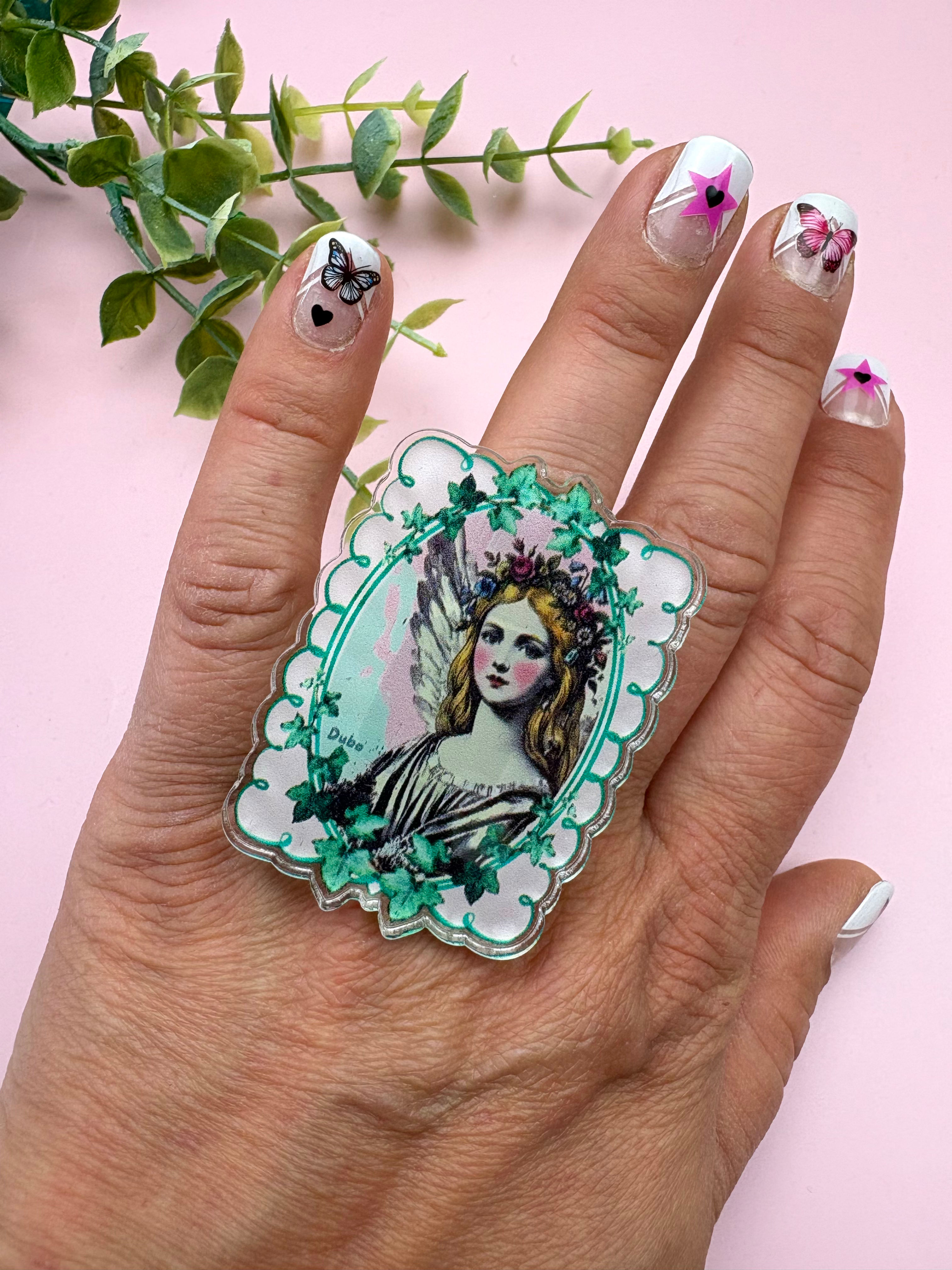 Bagouse Acrylique statement Ajustable « Alice » Fairy Kitsch Bohème