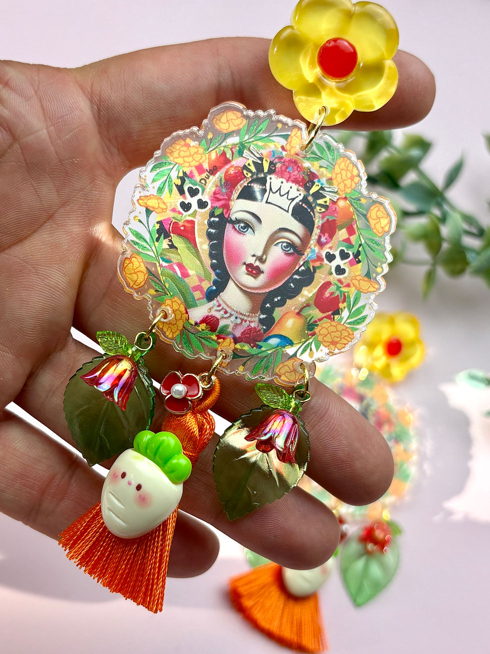 Miniature : Boucles d’oreilles XL “Divine Patronne” – Fairy Kitsch Bohème