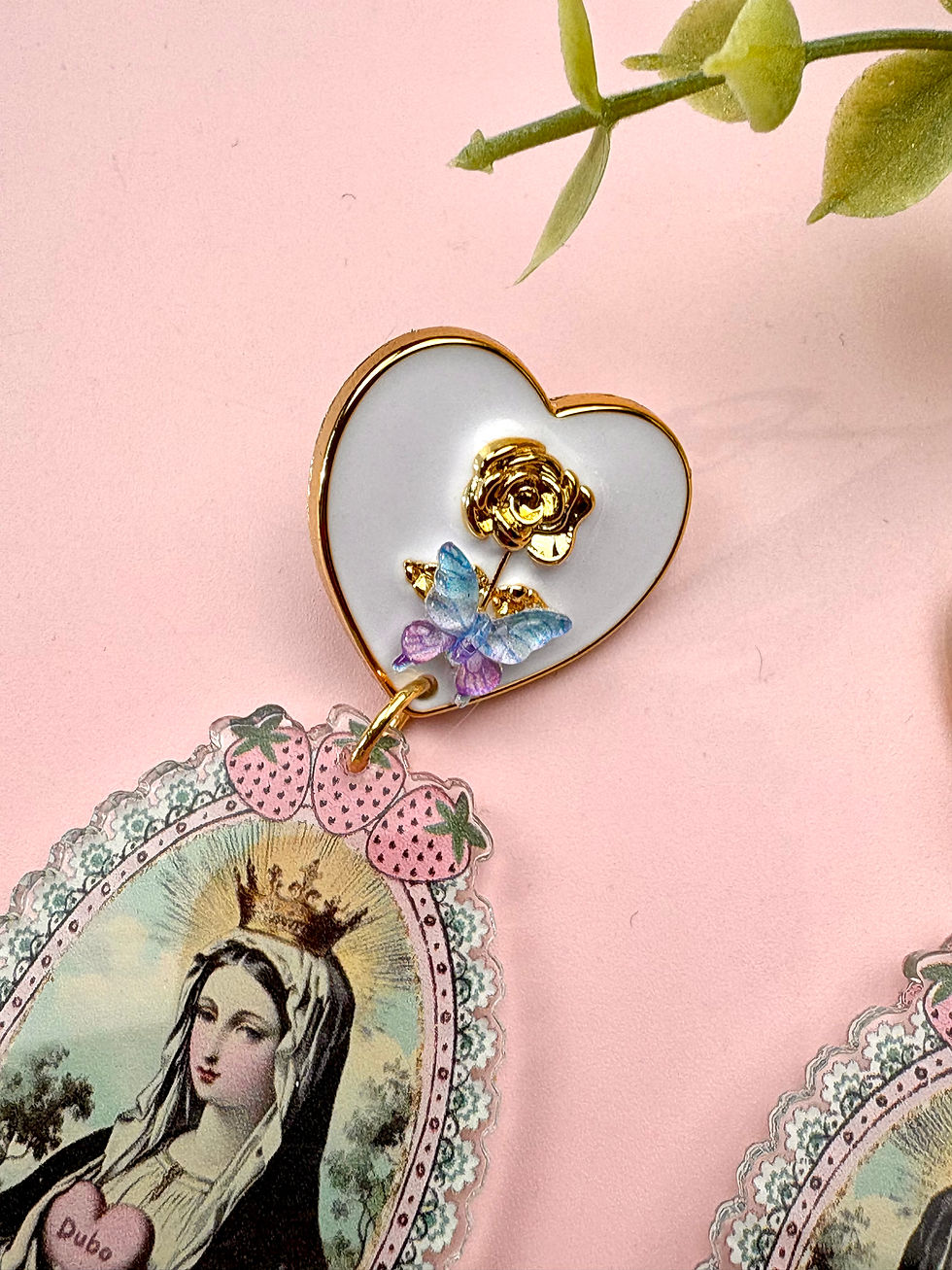 Miniature : Boucles d’oreilles “Pêché Mignon” – Fairy Kitsch Rétro Céleste & Gourmand