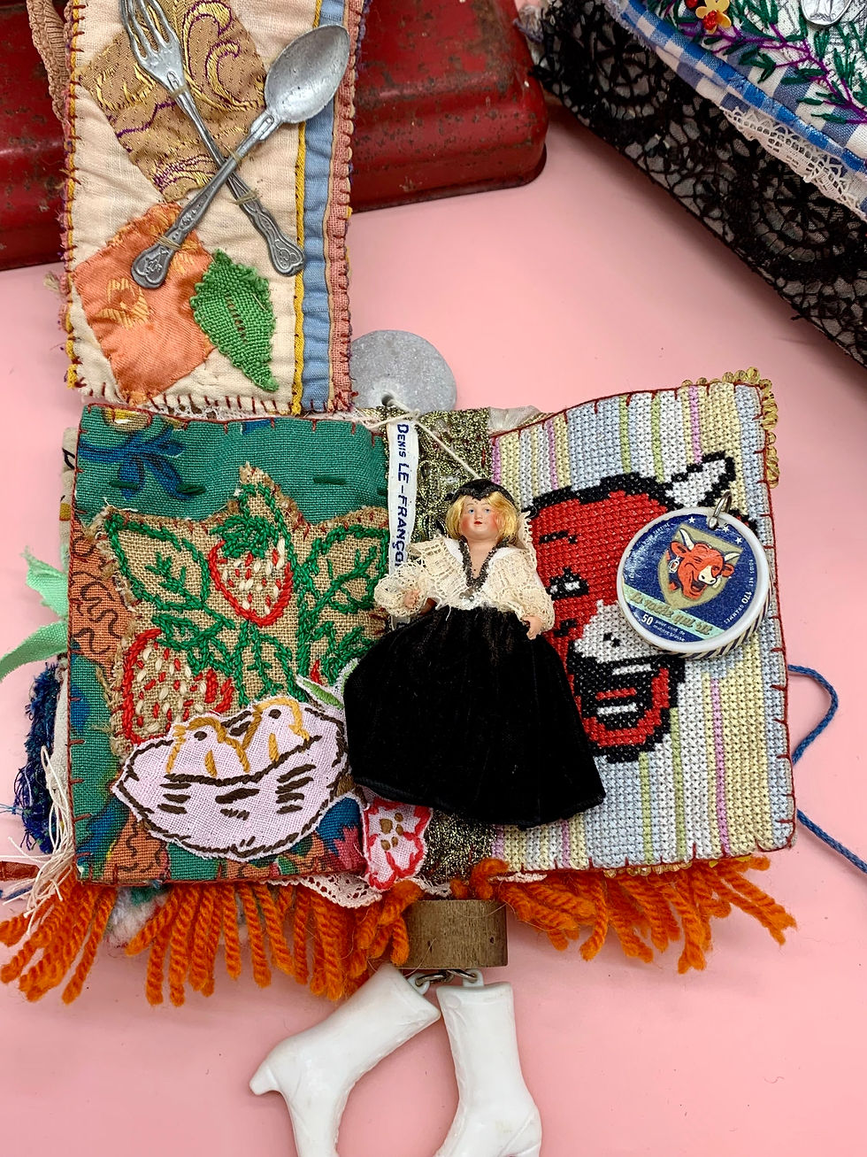 Miniature : Junk journal art textile unique « Murmures d’enfance »