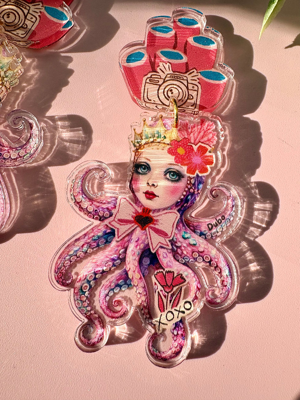 Miniature : Boucles d’oreilles J’en ai plein les bras – Fairy Kitsch Pop – Poulpe Girl