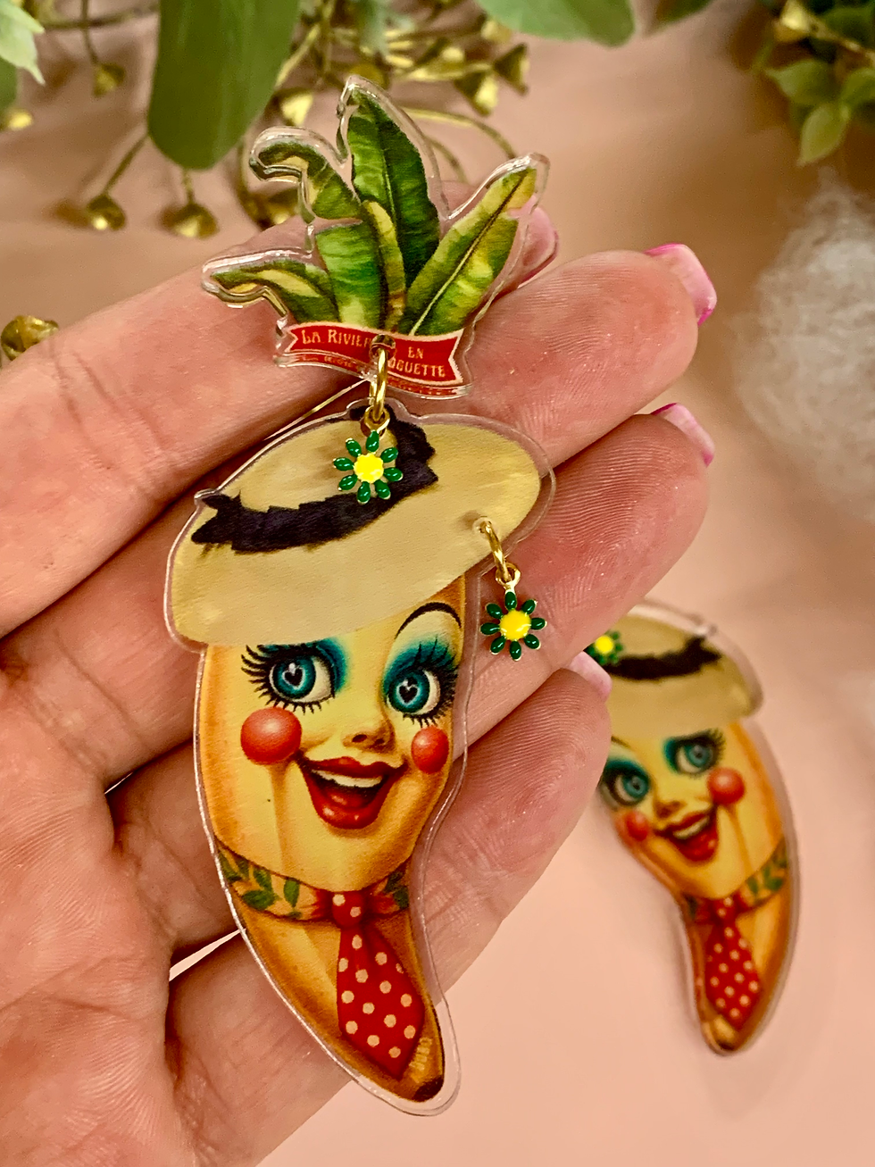Miniature : Boucles d’oreilles “La Riviera en Goguette” – bananes rétro joyeuses, légères