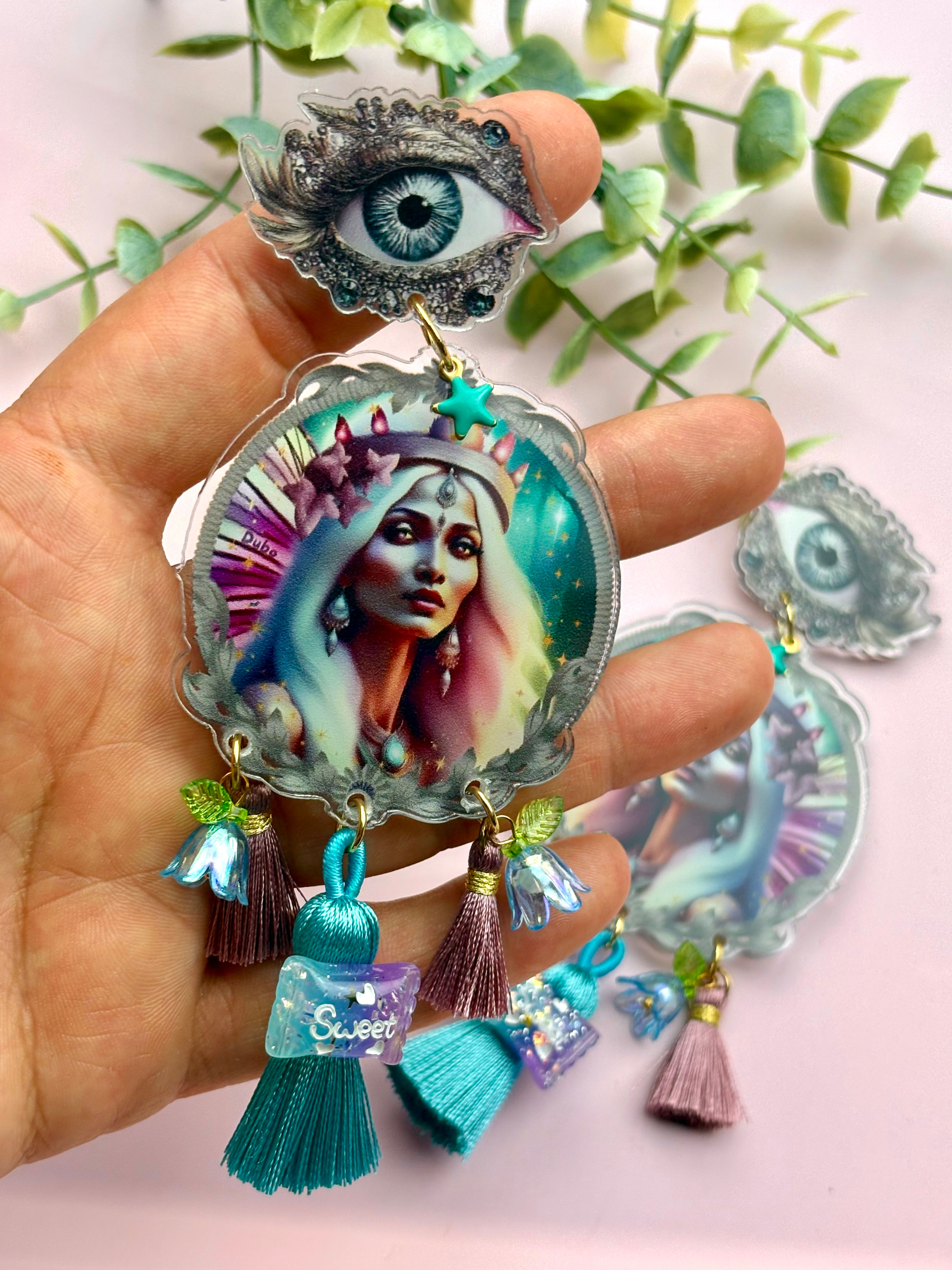 Boucles d’oreilles XXL « Ne t’oublie pas » – Bijoux bohèmes kitsch féeriques