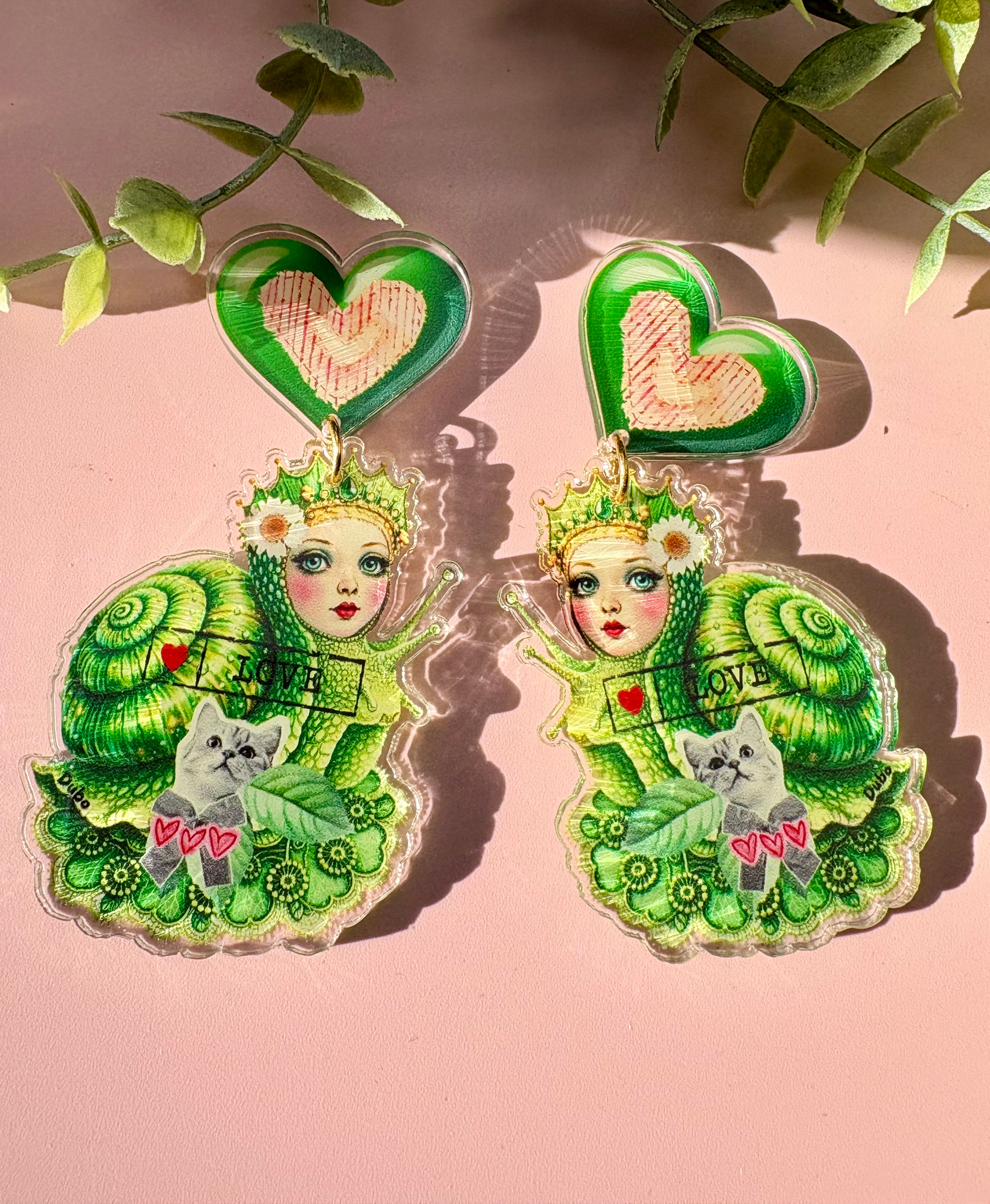 Boucles d’oreilles acrylique Slow Life – Fairy Kitsch Bohème – Escargot Queen